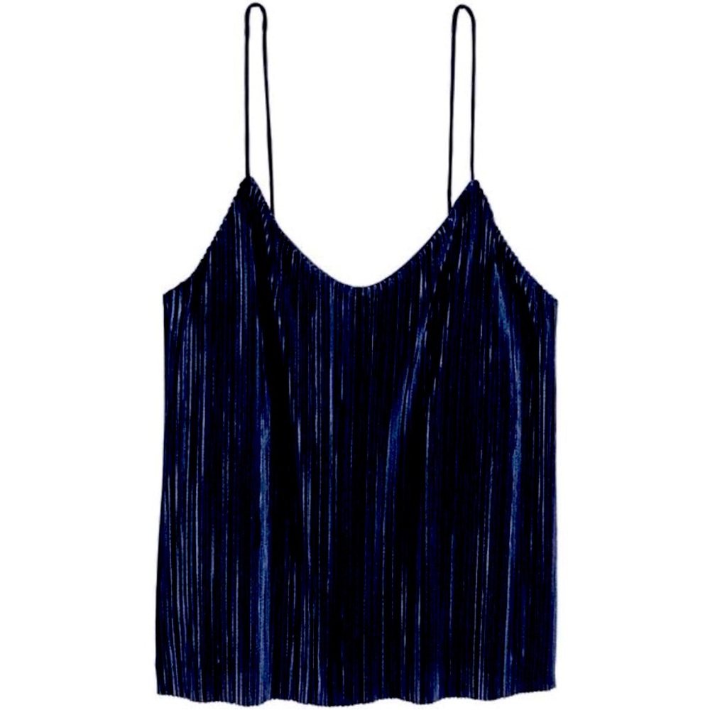 Leith Nordstrom Navy Blue Velvet Pleated Cami Top